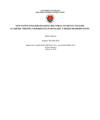 Phyo Wai Mar sikeres doktori védése